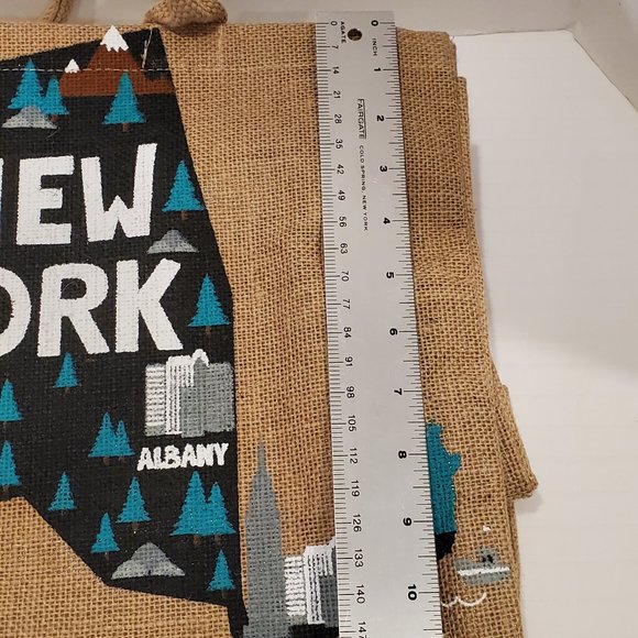 New York State Market Tote Bag-Straw-reusable-Shopping-17x12x6 inch-Souvenir-NWT - Picture 7 of 9
